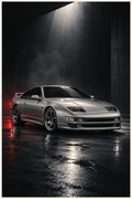 Silver sports coupe car poster